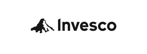 Invesco logo, showing the name 'Invesco' with a graphic of a mountain above it.