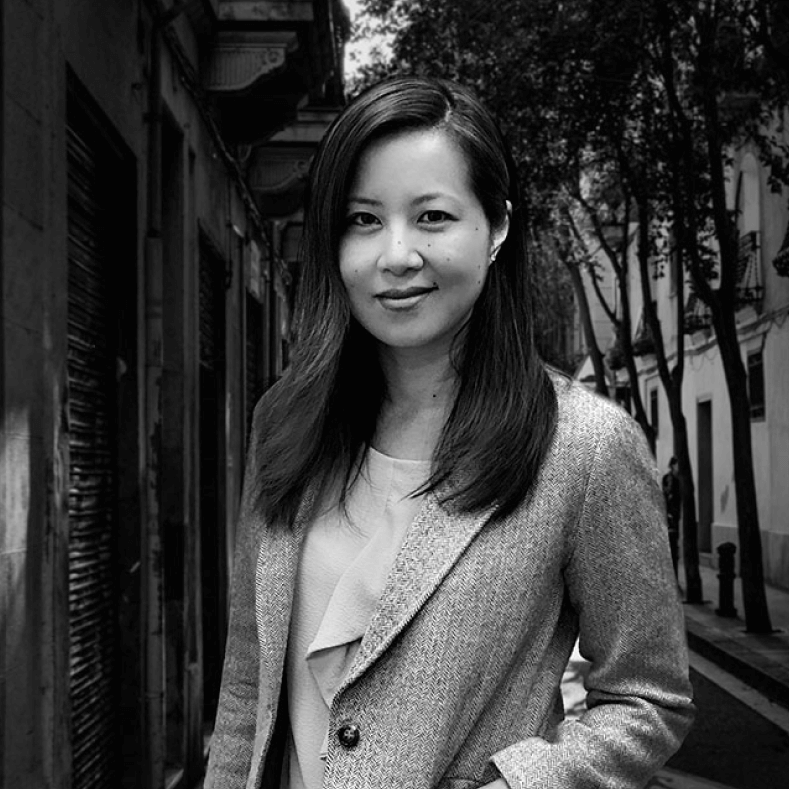 Black and white headshot of Sandy Wong.