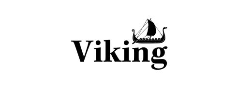 Logo of Viking, featuring the company name with a stylized Viking ship above it.